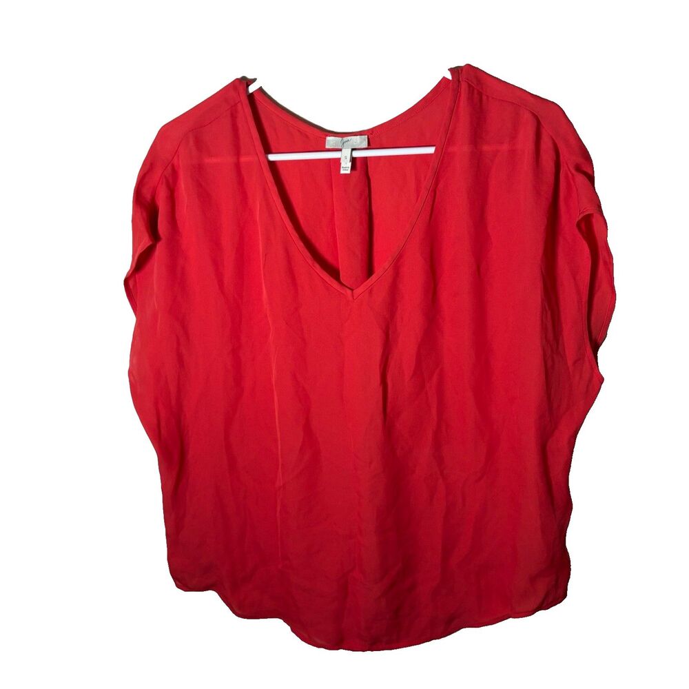 Joie Blouse Women's Small 100% Silk V-Neck Lightweight Boxy Shirt Sheer Top